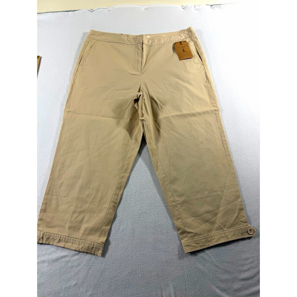 Talbots Chino Womens Pants Size 14 Beige Cotton Twill Straight Mid Rise 24" 754